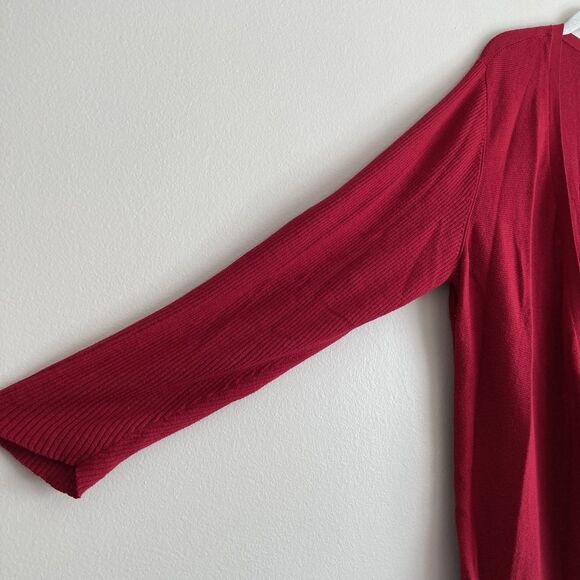 Eileen Fisher Sweater Womens 2X Organic Cotton Open Front Red Cardigan Staple - Picture 3 of 10